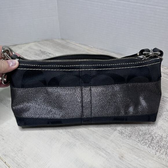 Coach 11096 Black Signature Fabric Stripe Demi Shoulder Bag EXCELLENT CONDITION - Picture 2 of 15